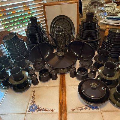 Sale Photo Thumbnail #50: Vintage 1970s Stoneware Dinnerware Service