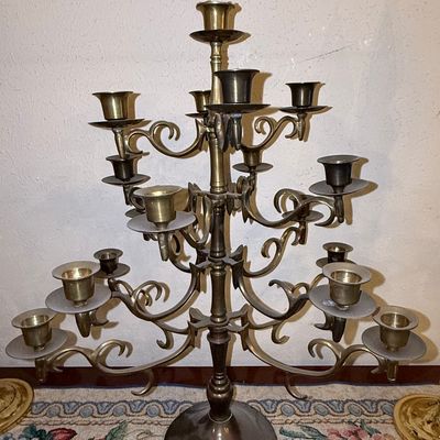 Sale Photo Thumbnail #99: Vintage 13-Light Tiered Brass Candelabra
