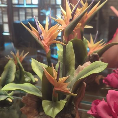 Sale Photo Thumbnail #833: Chinese Porcelain Bird of Paradise Floral Sculpture