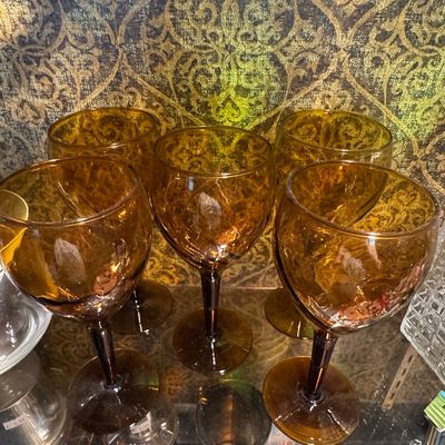 Sale Photo Thumbnail #512: Amber Glass Goblet Set