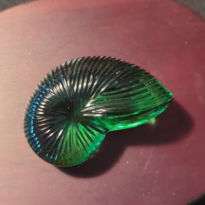 Sale Photo Thumbnail #194: Baccarat Green Crystal Nautilus Shell