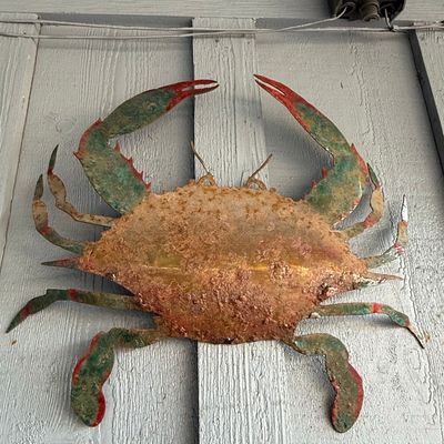 Sale Photo Thumbnail #815: Coastal Metal Blue Crab Wall Art