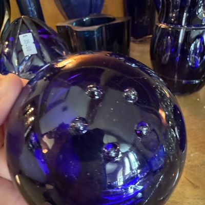 Sale Photo Thumbnail #1170: Kosta Boda 'Atoll' Cobalt Blue Art Glass Votive Candle Holder