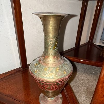 Sale Photo Thumbnail #579: Vintage Indian Etched Brass Vase