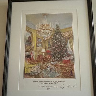 Sale Photo Thumbnail #551: 1991 White House Christmas Card Print - President and Mrs. George H.W. Bush