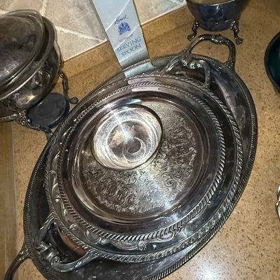 Sale Photo Thumbnail #367: Leonard Silver Plated Serving Tray and Accessories