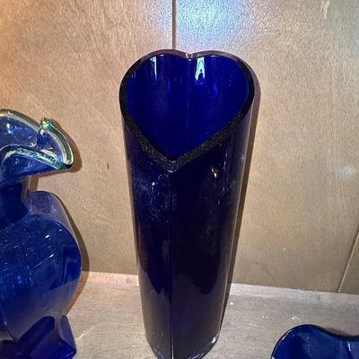 Sale Photo Thumbnail #786: Cobalt Blue Heart-Shaped Glass Vase