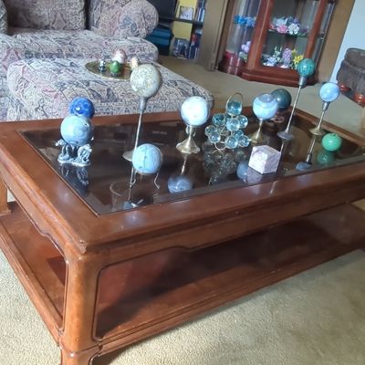 Sale Photo Thumbnail #31: Vintage Ming Style Glass-Top Coffee Table
