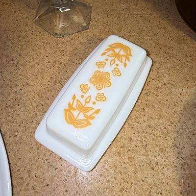Sale Photo Thumbnail #798: Vintage Pyrex Butterfly Gold Butter Dish