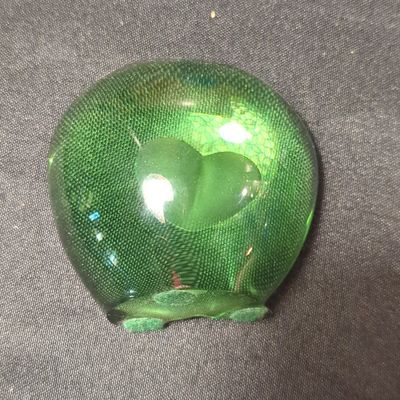Sale Photo Thumbnail #344: C. Nigus Signed Green Art Glass Heart Sculpture
