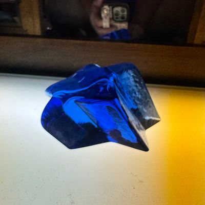Sale Photo Thumbnail #1114: Blenko Glass Cobalt Blue Star Paperweight