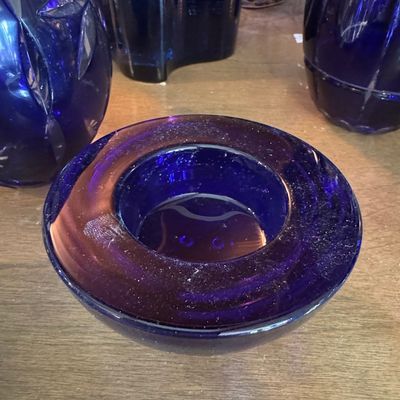 Sale Photo Thumbnail #1169: Kosta Boda 'Atoll' Cobalt Blue Art Glass Votive Candle Holder