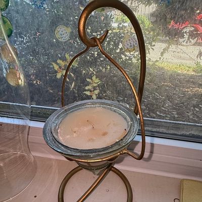 Sale Photo Thumbnail #1005: Wrought Iron Hanging Candle Holder