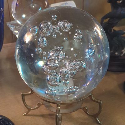 Sale Photo Thumbnail #341: Controlled Bubble Glass Sphere on Metal Stand