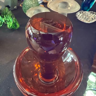 Sale Photo Thumbnail #52: Vintage Amber Glass Mushroom Table Lamp