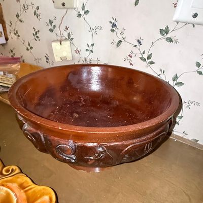 Sale Photo Thumbnail #1099: McCoy Pottery Brown Drip Embossed Mixing Bowl