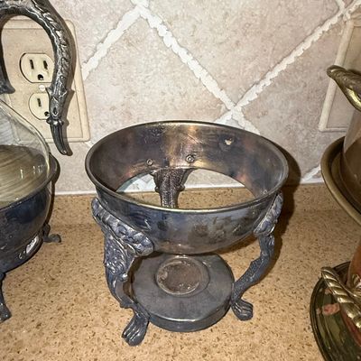 Sale Photo Thumbnail #892: Victorian Style Silver Plated Candle Warming Stand