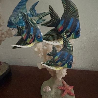 Sale Photo Thumbnail #625: Vintage Penco Hand-Painted Wooden Angelfish on Coral Sculpture