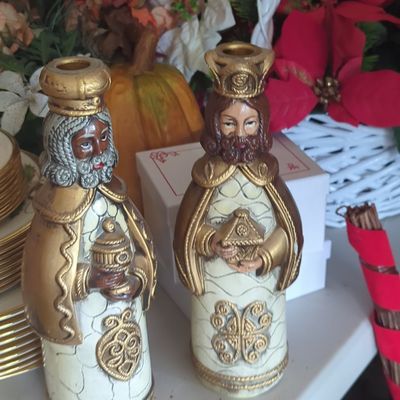 Sale Photo Thumbnail #973: Vintage Figural Three Kings Candlestick Holders