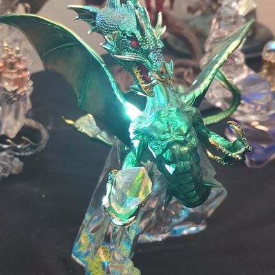 Sale Photo Thumbnail #823: Green Dragon Figurine with Crystal Accent