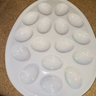 Sale Photo Thumbnail #1229: White Ceramic Deviled Egg Platter
