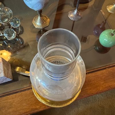 Sale Photo Thumbnail #859: Vintage Brass Chamberstick Candle Holder with Glass Chimney