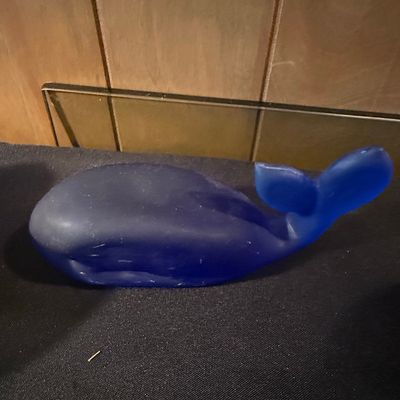 Sale Photo Thumbnail #853: Sasaki Cobalt Blue Frosted Glass Whale Figurine