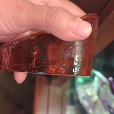 Sale Photo Thumbnail #835: Fire & Light Glass Heart Paperweight