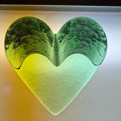 Sale Photo Thumbnail #285: Fire & Light Recycled Glass Heart Sculpture