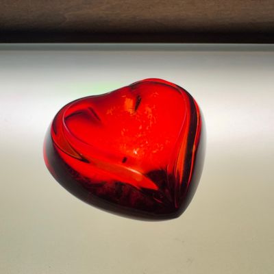 Sale Photo Thumbnail #126: Baccarat Ruby Red Crystal 'Zinzin' Heart Paperweight