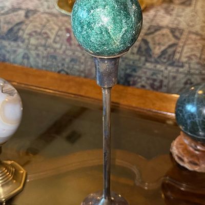 Sale Photo Thumbnail #215: Vintage Sterling Silver and Green Aventurine Decorative Sphere Stand