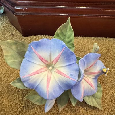 Sale Photo Thumbnail #700: Andrea by Sadek Porcelain Bisque Morning Glory with Bee Figurine