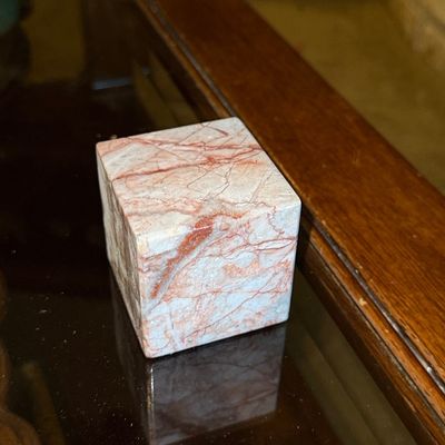 Sale Photo Thumbnail #844: Vintage Rosso Levanto Marble Cube Paperweight