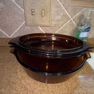 Sale Photo Thumbnail #724: CorningWare Visions Amber Glass Casserole Dishes