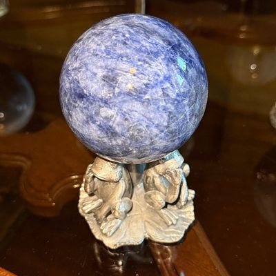 Sale Photo Thumbnail #473: Sodalite Sphere on Frog Figural Stand