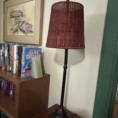 Sale Photo Thumbnail #913: Woven Wicker Shade Table Lamp