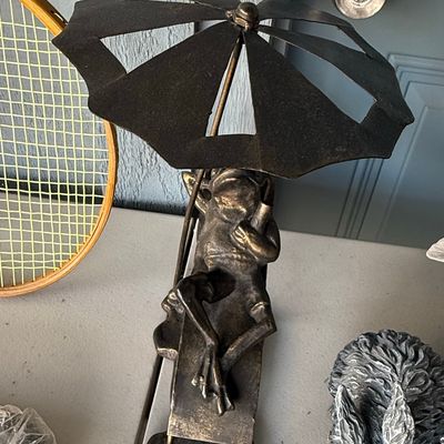 Sale Photo Thumbnail #983: Metal Frog on Lounge Chair Garden Statue