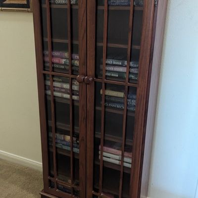 Sale Photo Thumbnail #144: Mission-Style Window Pane Glass-Door Media Cabinet