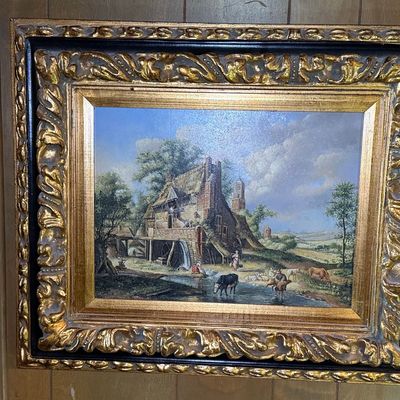 Sale Photo Thumbnail #11: 19th Century Dutch School Oil on Panel Landscape