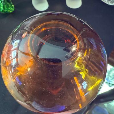 Sale Photo Thumbnail #54: Vintage Amber Glass Mushroom Table Lamp