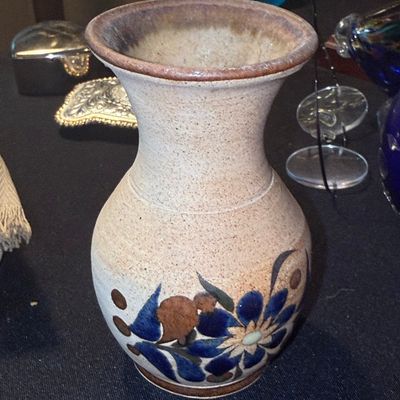 Sale Photo Thumbnail #1082: Mexican Tonala Style Hand-Painted Pottery Vase