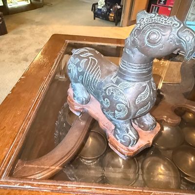 Sale Photo Thumbnail #49: Vintage Bronze Griffin Figural Table Lighter