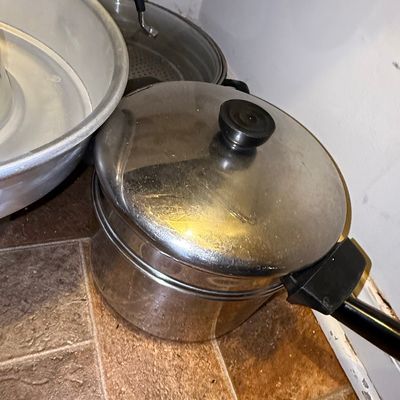 Sale Photo Thumbnail #804: Vintage Stainless Steel Steamer Pot with Lid