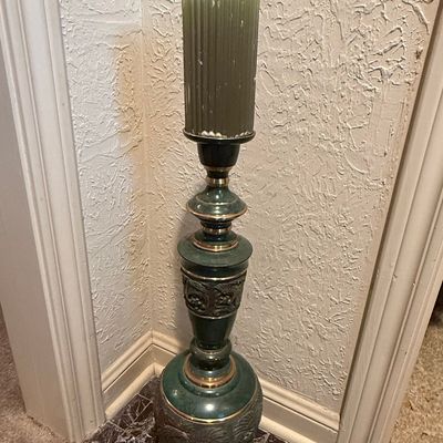 Sale Photo Thumbnail #163: Hollywood Regency Green Marble and Brass Candlestick
