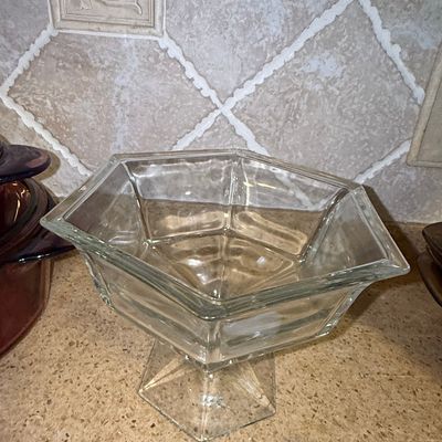 Sale Photo Thumbnail #1209: Anchor Hocking Hexagonal Pedestal Bowl