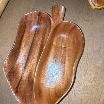 Sale Photo Thumbnail #956: Mid-Century Modern Monkey Pod Wood Leaf Serving Dish