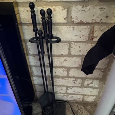 Sale Photo Thumbnail #537: Vintage 4-Piece Wrought Iron Fireplace Tool Set