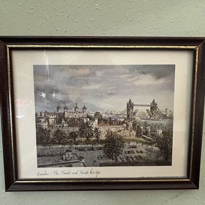 Sale Photo Thumbnail #1059: 1981 H. Moss 'London - The Tower and Tower Bridge' Lithograph Print