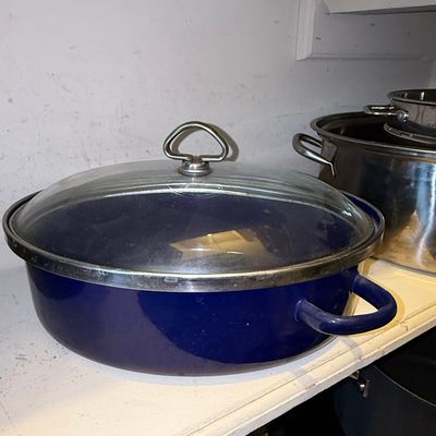 Sale Photo Thumbnail #609: Vintage Chantal Cobalt Blue Enamel-on-Steel Casserole