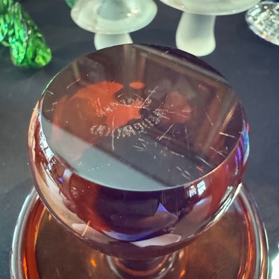 Sale Photo Thumbnail #55: Vintage Amber Glass Mushroom Table Lamp